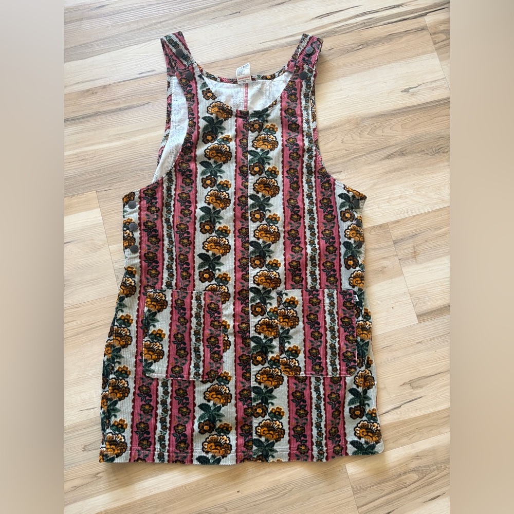 Lucy & Yak Floral Striped Mini Dress - Pink and Brown